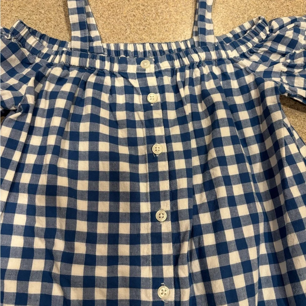 Tucker + Tate Blue and White Gingham Cotton Girls Dress Size 4 Spring
